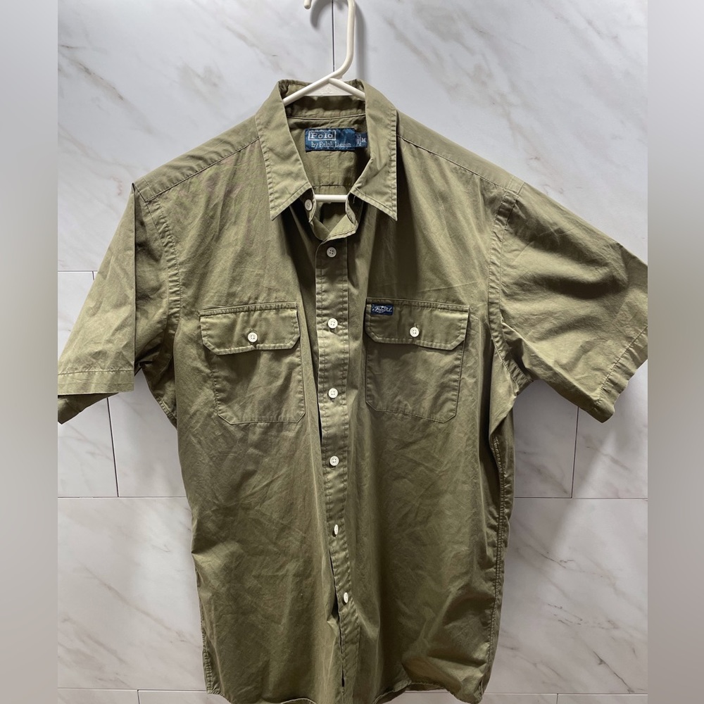 Polo by Ralph Lauren shirt sleeve button casual army green shirt
